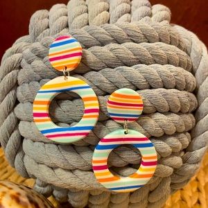 Vintage inspired clay striped earrings
